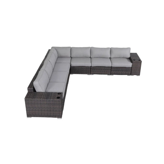 Rattan Sectional Sofa Set With Cushions