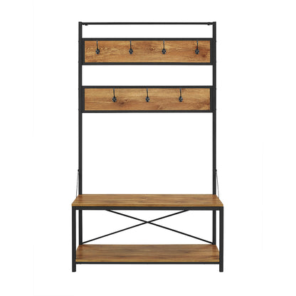 Rustic X-Back Hall Tree With Bench