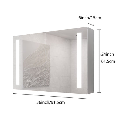 LED Medicine Cabinet With Mirror, Double Door With Defogger, Dimmer, Surface Mount