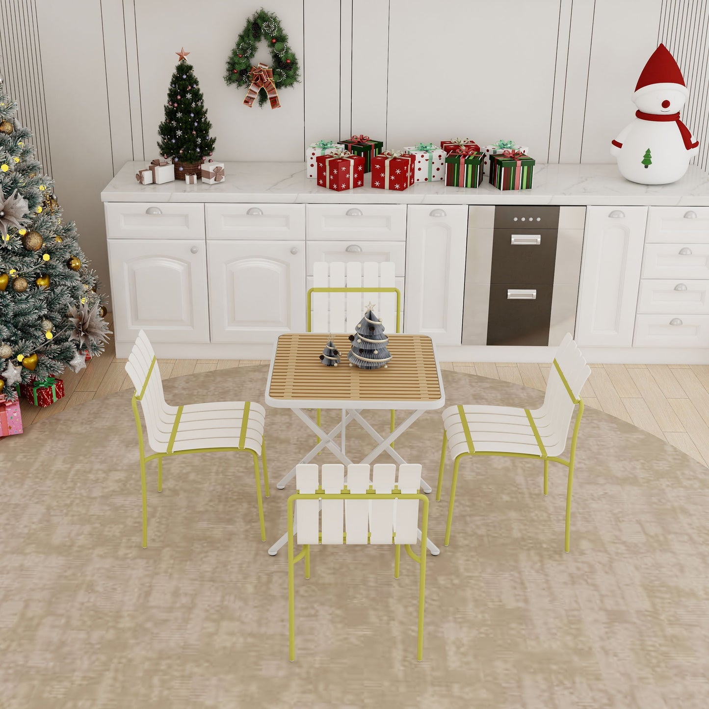 4 Piece Set Of Modern Color Block Designed Single Chairs