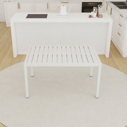 Modern Long Table, UV Resistant And Rust Proof, Pp Tabletop, UV Resistant Powder Coated Metal Legs - Snow White