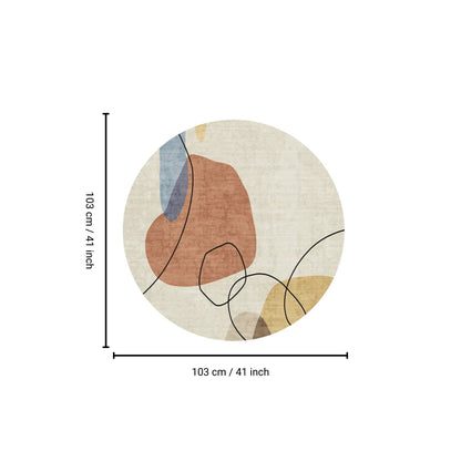 Rabbit - Washable Non - Slip Round Rug - Ivory / Red