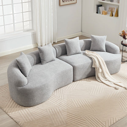 4 Seater Sofa With Chenille Fabric, 30D, 60 Hardness Full Sponge, 4 Pillow For Living Room, Home Furniture Sleeper Sectional Sofa For Apartment