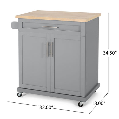Negley - Contemporary Kitchen Cart With Wheels - Gray