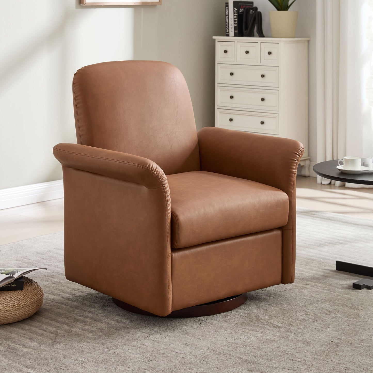 Modern Swivel Barrel Accent Chair With Base