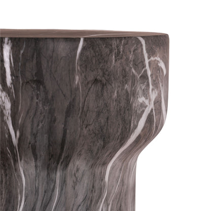 Round Geometric Outdoor End Table - Marble