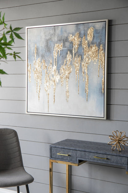 Modern Oil Painting, Square Framed Wall Art For Living Room Dining Room Office - Multicolor