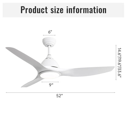 Bredoom Ceiling Fan With Remote Control And LED Light, Blades, Reversible DC Motor For Indoor / Outdoor Use