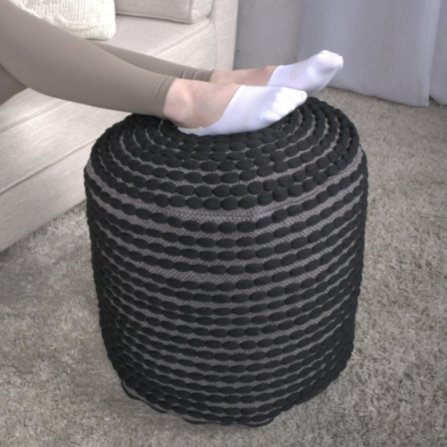 River - Handcrafted Cylindrical Pouf Water Resistant Fabric