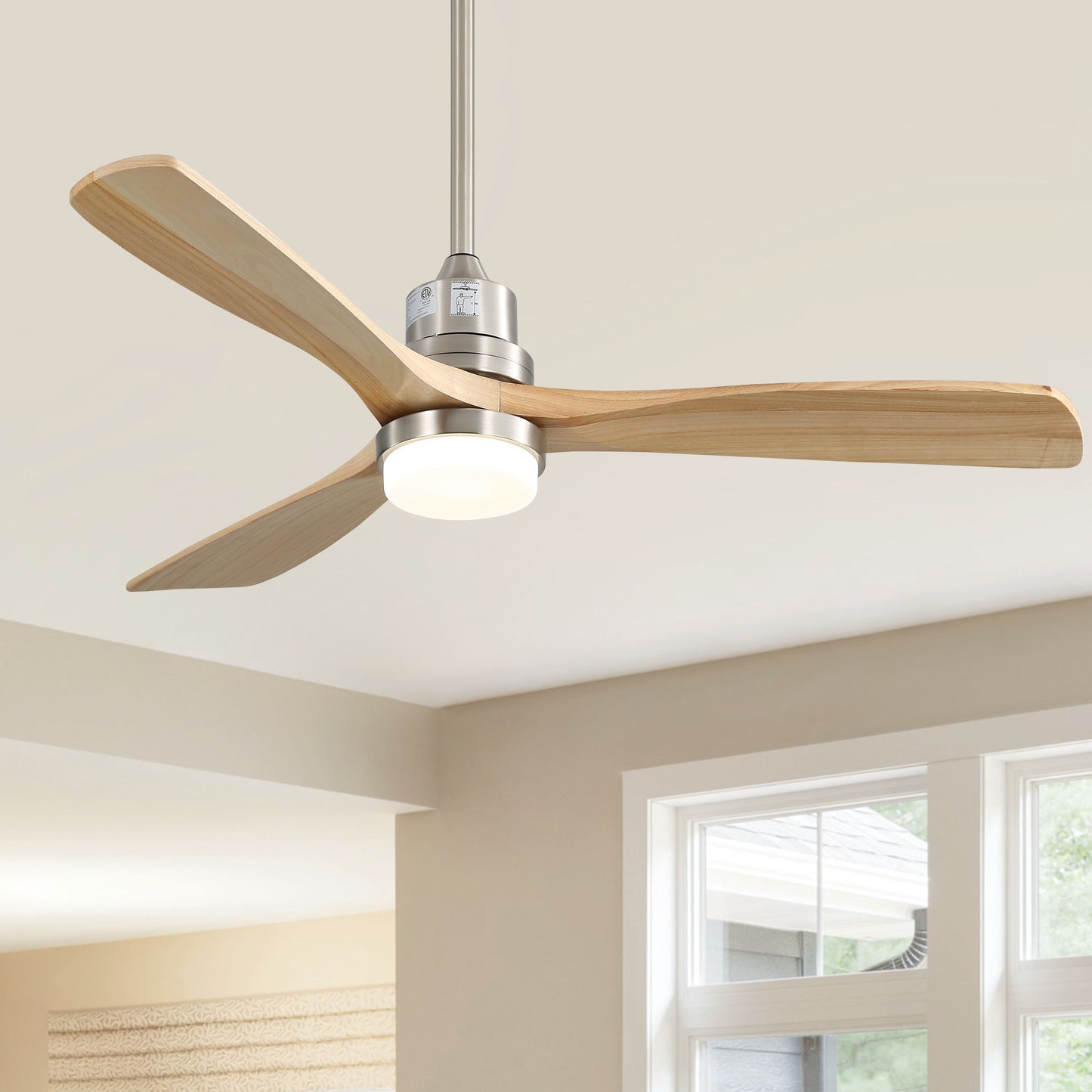 Indoor Ceiling Fan With Dimmable LED Light, 6 Speed Remote ControlLED DC Motor, Reversible Blades