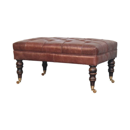 Buffalo - Leather Ottoman With Castor Legs
