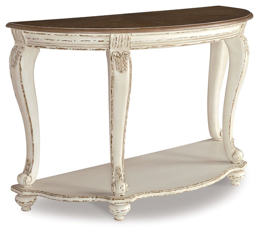 Realyn - Sofa Table - White / Brown