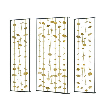 Metal Decorative Wall Art With Frame, Wall Decor For Living Room (Set of 3) - Gold