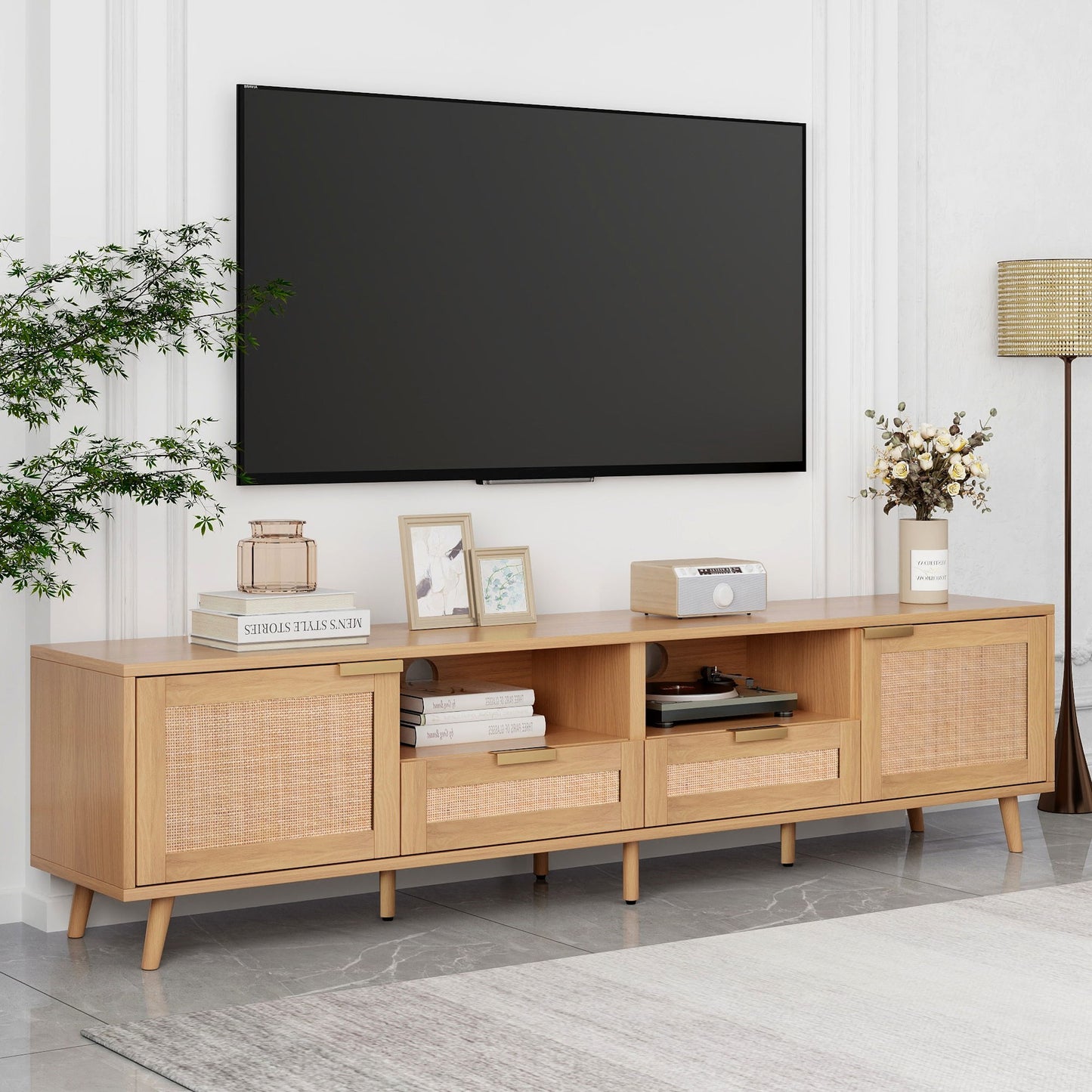 TV Stand, Media Console With Cable Management