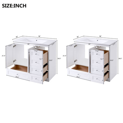 Shaker Free Standing Bathroom Vanity Cabinet With Sink, Soft Close Drawers, Soft Close Doors