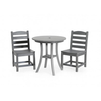 3 Piece Outdoor Dining Set, Round Patio Table With 2 Armless Chairs