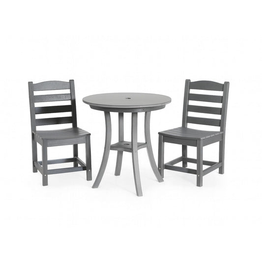 3 Piece Outdoor Dining Set, Round Patio Table With 2 Armless Chairs