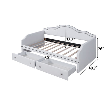Upholstered Daybed With LED Lights And 2 Drawersme