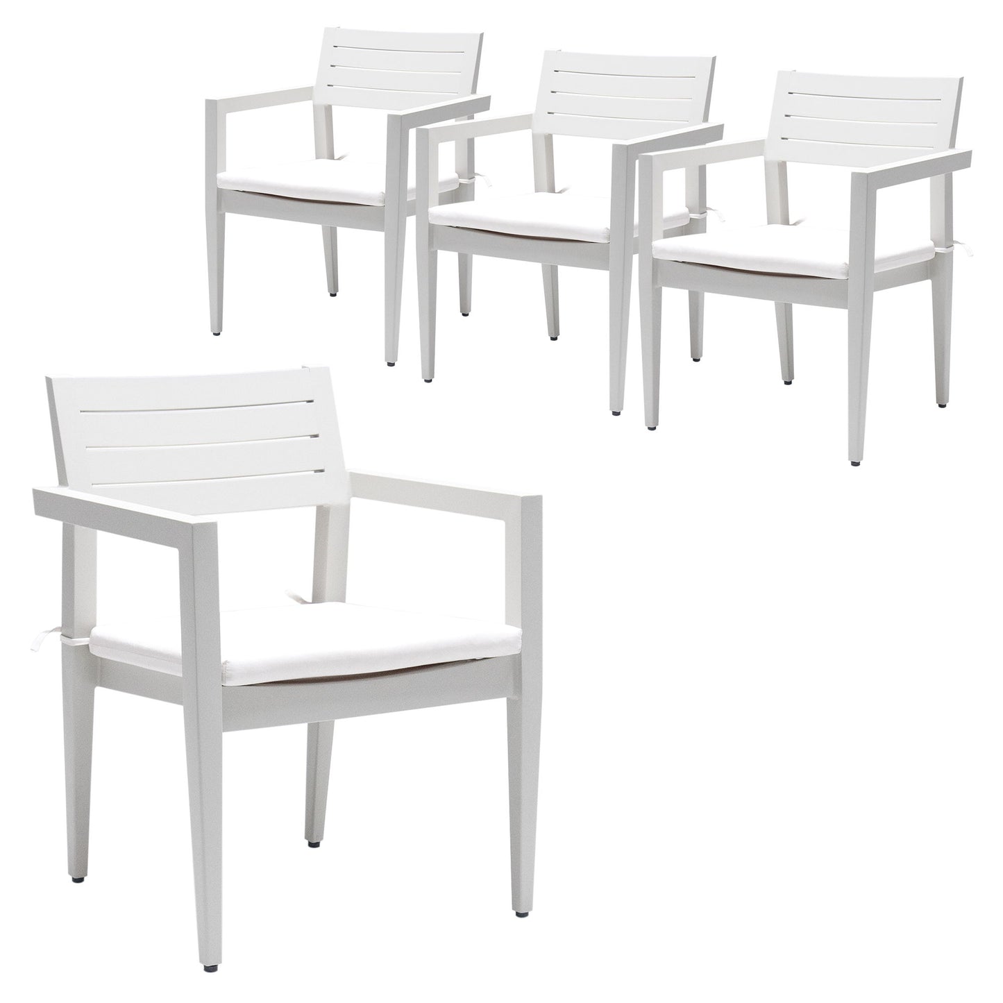 Outdoor Patio Stationary Dining Chairs With Outdoo Grade Sunbrella Fabric Cushions, Tapered Feet (Set of 4) - Grayish
