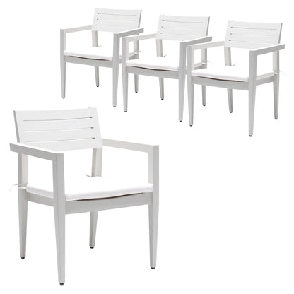 Outdoor Patio Stationary Dining Chairs With Outdoo Grade Sunbrella Fabric Cushions, Tapered Feet (Set of 4) - Grayish