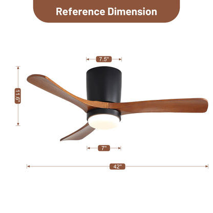 Ceiling Fan With Light, Dimmable 3 Color LED, 1 / 4 / 8H Timer, Silent For Bedroom - Matte Black